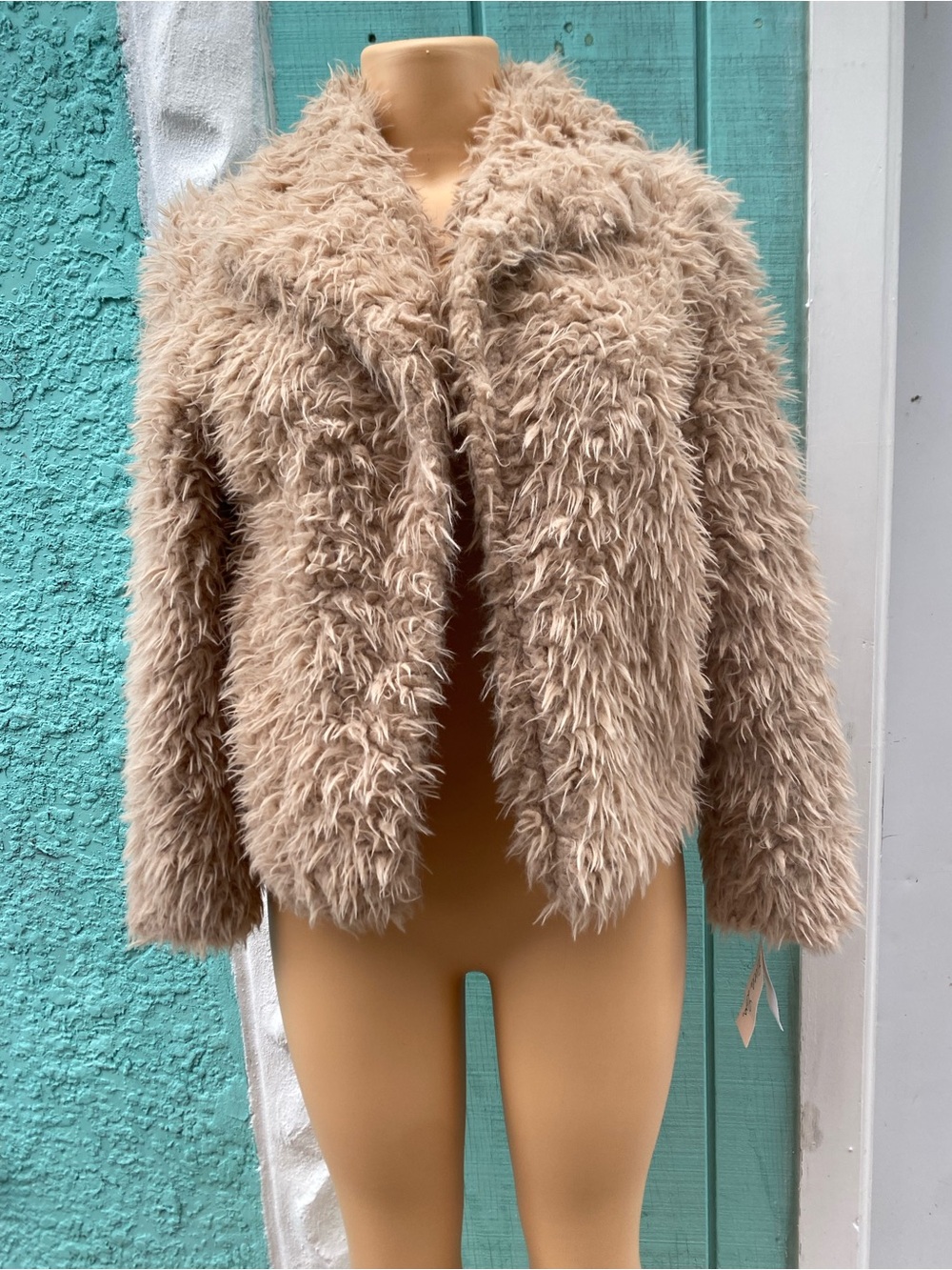 Little Lass Faux Fur Shaggy Penny Lane Teddy Jacket - Size M